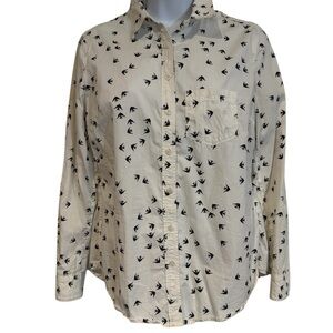 Banana Republic Cream and Black Soft Wash Shirt